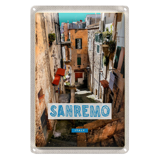 Blechschild Reise 20x30cm Sanremo Italien Altstadt Gebäude