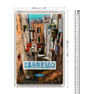 Blechschild Reise 20x30cm Sanremo Italien Altstadt Gebäude