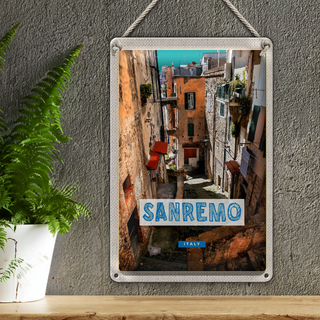 Blechschild Reise 20x30cm Sanremo Italien Altstadt Gebäude