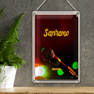 Blechschild Reise 20x30cm Sanremo Italien Musik Band Auftritt