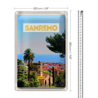Blechschild Reise 20x30cm Sanremo Italien Reise Sonne Sommer