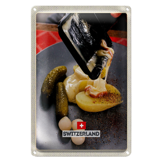 Blechschild Reise 20x30cm Schweiz Raclette Europäische Gerichte