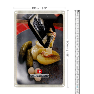 Blechschild Reise 20x30cm Schweiz Raclette Europäische Gerichte