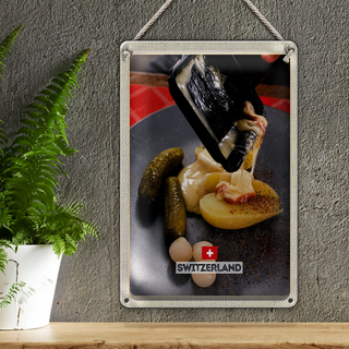 Blechschild Reise 20x30cm Schweiz Raclette Europäische Gerichte