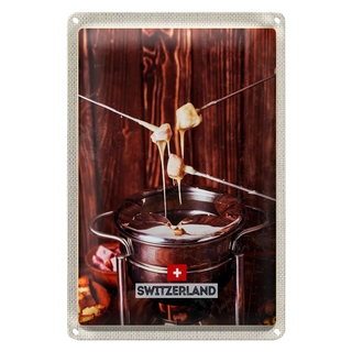 Blechschild Reise 20x30cm Schweiz Europa Käse Raclett Gerichte