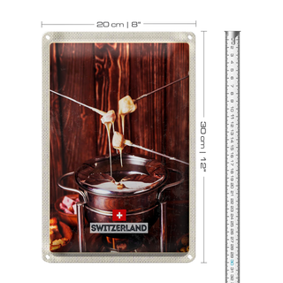 Blechschild Reise 20x30cm Schweiz Europa Käse Raclett Gerichte
