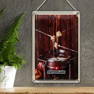 Blechschild Reise 20x30cm Schweiz Europa Käse Raclett Gerichte