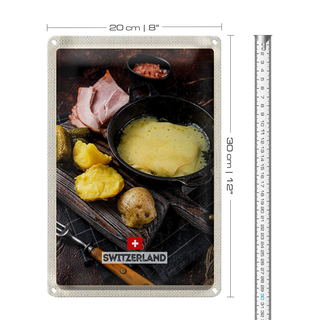 Blechschild Reise 20x30cm Schweiz Kartoffeln geschmolzener Käse