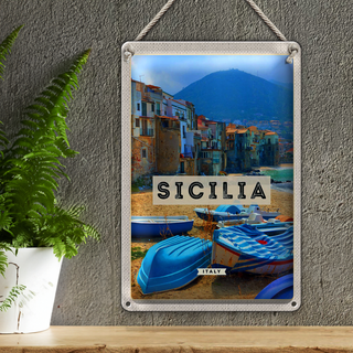 Blechschild Reise 20x30cm Sizillien Italien Europa Uralub