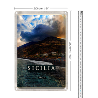 Blechschild Reise 20x30cm Sizilien Strand Meer Urlaubsort Trip