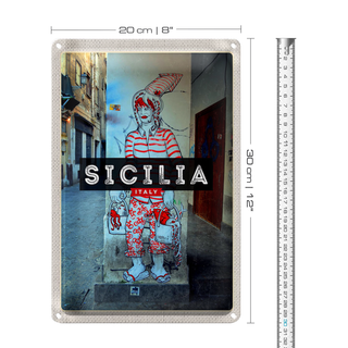 Blechschild Reise 20x30cm Sizilien Spezialitäten Tintenfisch