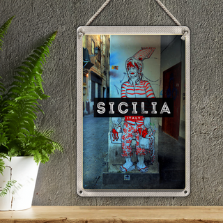 Blechschild Reise 20x30cm Sizilien Spezialitäten Tintenfisch