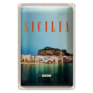 Blechschild Reise 20x30cm Sizilien Strand Europa Urlaubsort