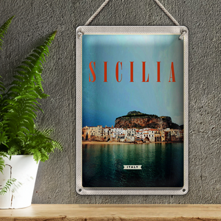 Blechschild Reise 20x30cm Sizilien Strand Europa Urlaubsort