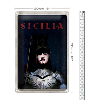 Blechschild Reise 20x30cm Sizilien Italien Ritter Mittelalter