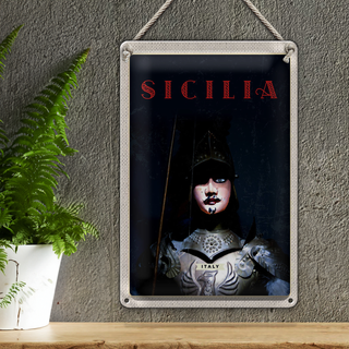 Blechschild Reise 20x30cm Sizilien Italien Ritter Mittelalter