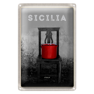 Blechschild Reise 20x30cm Sizilien Italien Gemüse Tomaten Topf