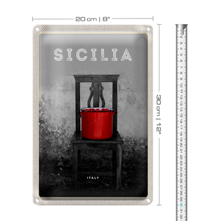 Blechschild Reise 20x30cm Sizilien Italien Gemüse Tomaten Topf