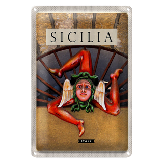 Blechschild Reise 20x30cm Sizilien Italien Skulptur Trinacria