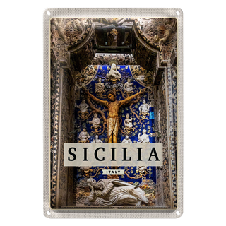 Blechschild Reise 20x30cm Sizilien Italien Christ Jesus am Kreuz
