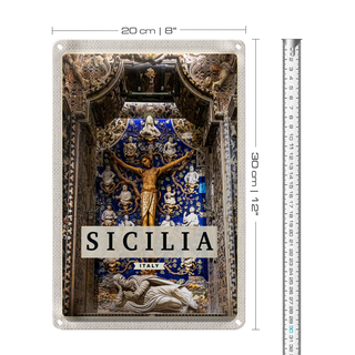 Blechschild Reise 20x30cm Sizilien Italien Christ Jesus am Kreuz