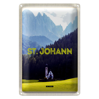 Blechschild Reise 20x30cm St. Johann in Tirol Österreich Kirche