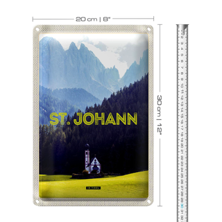 Blechschild Reise 20x30cm St. Johann in Tirol Österreich Kirche