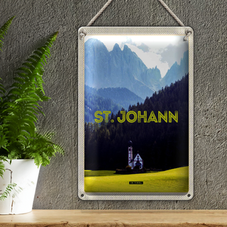 Blechschild Reise 20x30cm St. Johann in Tirol Österreich Kirche