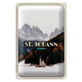 Blechschild Reise 20x30cm St. Johann in Tirol Schnee Wald Winter