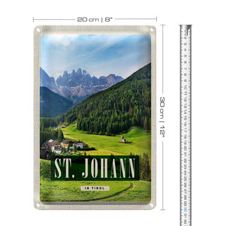 Blechschild Reise 20x30cm St. Johann in Tirol Sommer Berg Reise