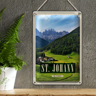 Blechschild Reise 20x30cm St. Johann in Tirol Sommer Berg Reise