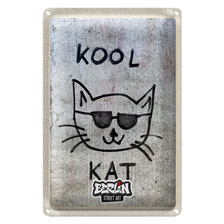 Blechschild Reise 20x30cm Berlin Hauptstadt Street Art Katze