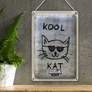Blechschild Reise 20x30cm Berlin Hauptstadt Street Art Katze