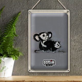 Blechschild Reise 20x30cm Berlin Hauptstadt Street Art Affen