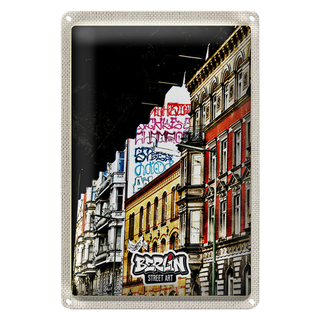 Blechschild Reise 20x30cm Berlin Deutschland Graffiti Stret Art