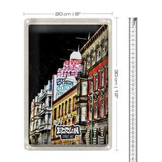 Blechschild Reise 20x30cm Berlin Deutschland Graffiti Stret Art