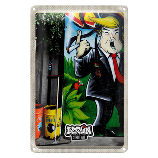 Blechschild Reise 20x30cm Berlin Graffiti Donald Trump Street Art