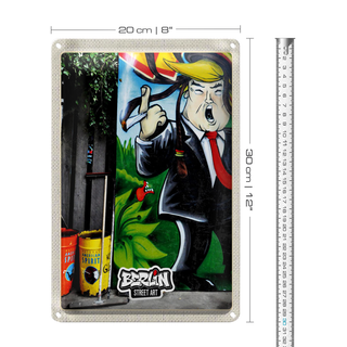 Blechschild Reise 20x30cm Berlin Graffiti Donald Trump Street Art