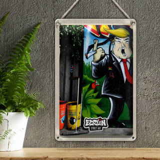 Blechschild Reise 20x30cm Berlin Graffiti Donald Trump Street Art