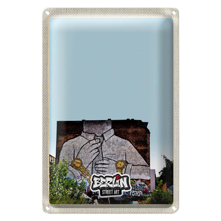 Blechschild Reise 20x30cm Berlin Kreuzberg Graffiti Geschäftsmann