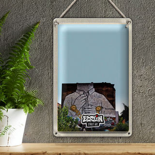 Blechschild Reise 20x30cm Berlin Kreuzberg Graffiti Geschäftsmann