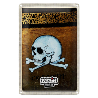 Blechschild Reise 20x30cm Berlin Graffiti Totenkopf Street Art