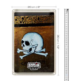Blechschild Reise 20x30cm Berlin Graffiti Totenkopf Street Art