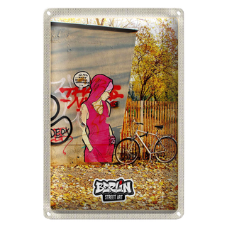 Blechschild Reise 20x30cm Berlin Street Art Kunst Gemälde rosa