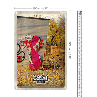 Blechschild Reise 20x30cm Berlin Street Art Kunst Gemälde rosa