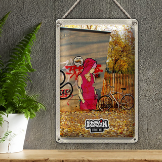 Blechschild Reise 20x30cm Berlin Street Art Kunst Gemälde rosa