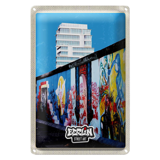 Blechschild Reise 20x30cm Berlin Hochhaus Graffiti Kunst Straße