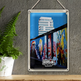 Blechschild Reise 20x30cm Berlin Hochhaus Graffiti Kunst Straße