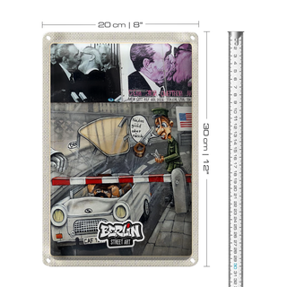 Blechschild Reise 20x30cm Berlin Graffiti Innenstadt Kunst Street