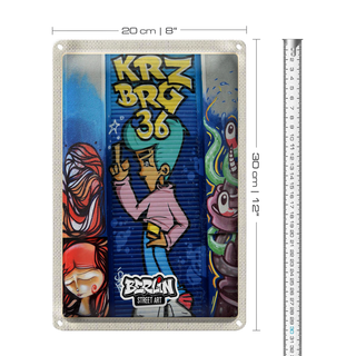 Blechschild Reise 20x30cm Berlin Kreuzberg Graffiti 36 Kunstwerk